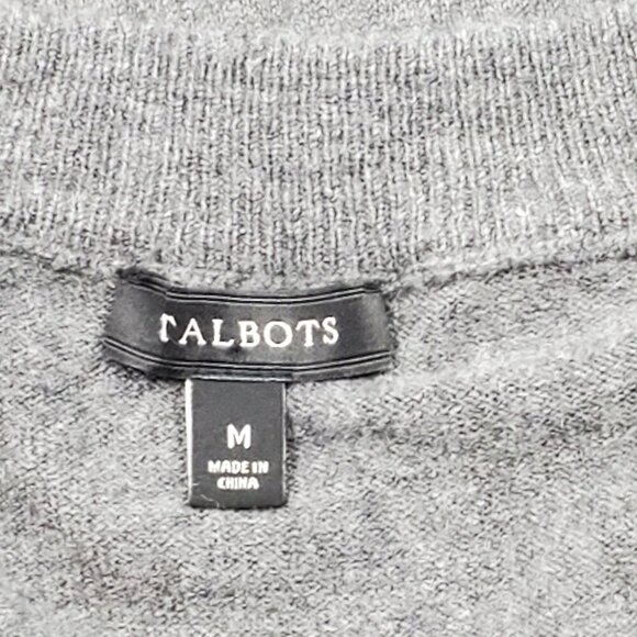 Talbots Size Medium Lambswool Beaded Gray Cardigan - Picture 8 of 8